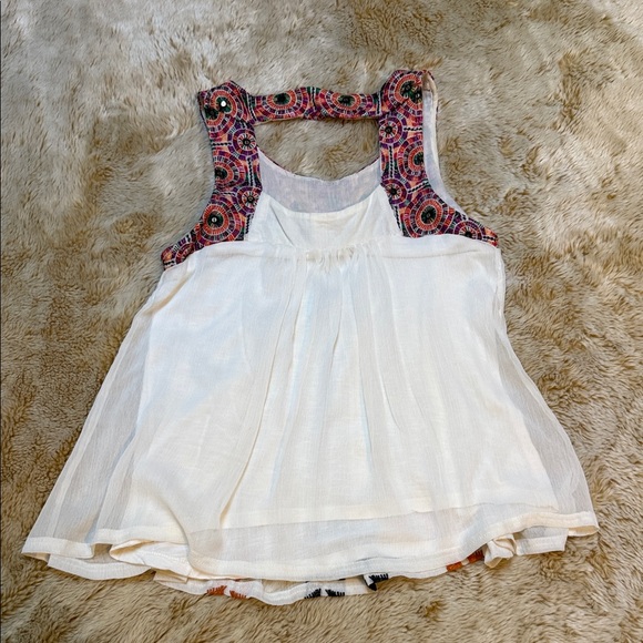 Anthropologie Embroidered Tank Top - White and Orange - Picture 5 of 10